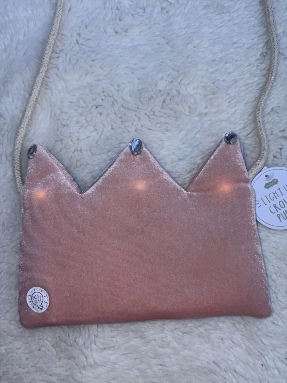 NWT Mud Pie Purple Pink Double Sided Light Up Crown Purse Velvet Magnetic